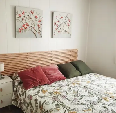 Cama o camas de una habitación en Kataenea. Apartamento en el prepirineo navarro. Naturaleza