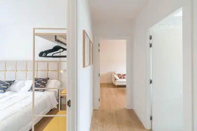 Cama o camas de una habitación en Acogedora casa para familias a 15 min de Bardenas