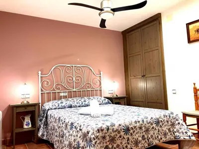 Cama o camas de una habitación en Quiet apartment in the heart of town with a large terrace l'Abatanador