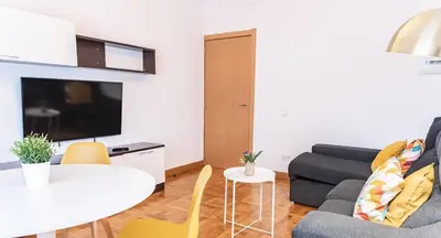 Una televisión o centro de entretenimiento en Adaptado y cómodo apartamento en Iturrama