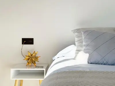 Cama o camas de una habitación en Apartamento grande en Huesca