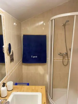 Un baño de Apto Espert l Cine l Garaje l BBQ I Tenis l Wifi