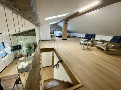 Una televisión o centro de entretenimiento en Ático abuhardillado imak Jaca