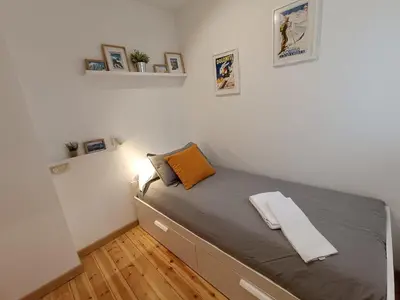 Cama o camas de una habitación en Inmocyma Cerler-Anayon Pie de pistas
