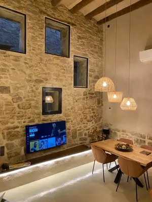 Una televisión o centro de entretenimiento en Loft con encanto Casa Paquita