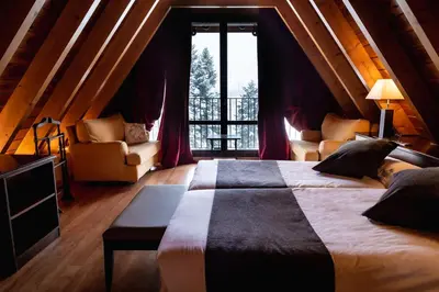 Cama o camas de una habitación en Hotel Valle De Izas