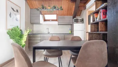 Una cocina o zona de cocina en Ático Canfranc alquiler larga estancia