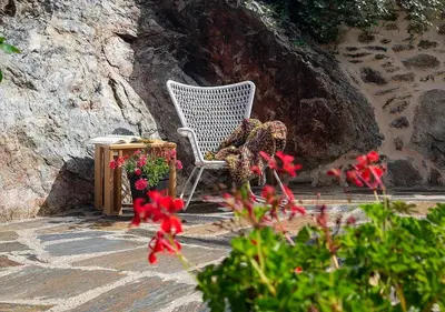 Jardín al aire libre en Val Aran: apartamento con chimenea,jardín y vistas