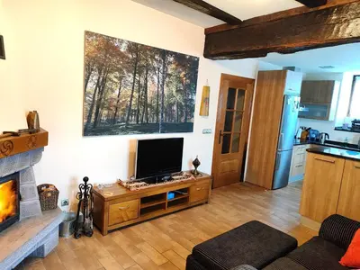 Una televisión o centro de entretenimiento en Casa Erro Zapatainea - Refugio y Naturaleza