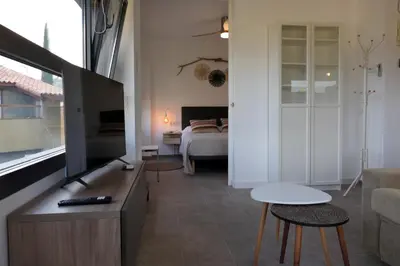 Una televisión o centro de entretenimiento en Apartament Anna a Salàs