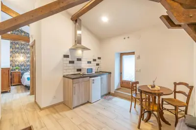 Una cocina o zona de cocina en Casa karrikaburu, acogedores apartamentos rodeados de naturaleza