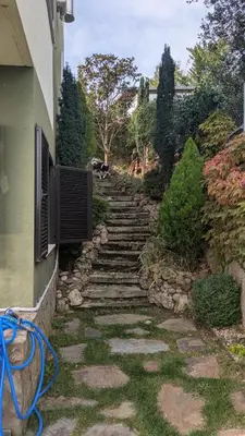 Jardín al aire libre en La Casa del Lago con vistas a las Montañas