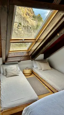 Cama o camas de una habitación en Mirador al Pirineo