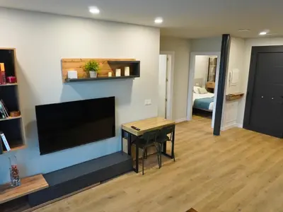 Una televisión o centro de entretenimiento en Apartamento TudeRural