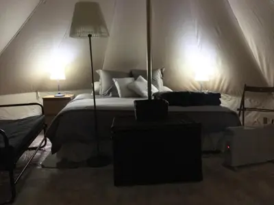 Cama o camas de una habitación en Frontera Bungalow Park