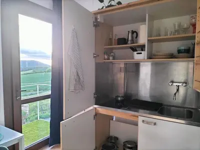 Una cocina o zona de cocina en Eguzkilore Larunbe apartamento
