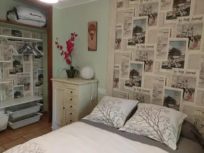 Cama o camas de una habitación en Tu casa de campo en Jaca