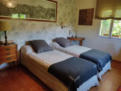 Cama o camas de una habitación en Tu casa de campo en Jaca