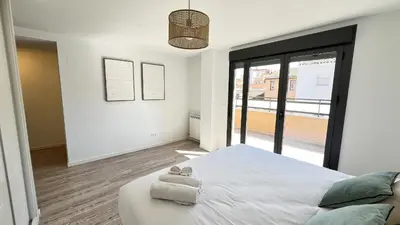 Cama o camas de una habitación en Apartamenticos Living San Pablo