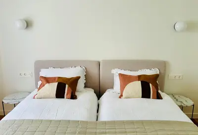 Cama o camas de una habitación en Plaza Teobaldos
