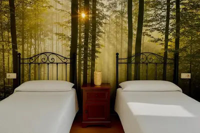 Cama o camas de una habitación en Luna de Borobia