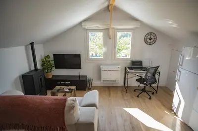 Una televisión o centro de entretenimiento en Apartamento Rio Irati