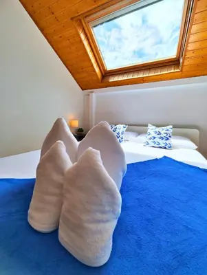 Cama o camas de una habitación en Apartamento Sobremonte: vistas al Rio Gallego