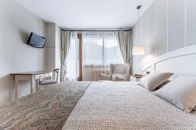 Cama o camas de una habitación en Hotel de Montaña El Mirador
