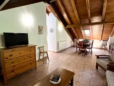 Una televisión o centro de entretenimiento en Apartaments Casa Sastressa - L'Amfitriona