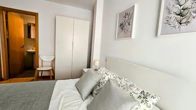 Cama o camas de una habitación en Discover Tarazona from This Central & Peaceful Flat