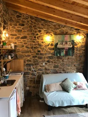 Zona de estar de Estudio con jardín en Añisclo, Parque Nacional Ordesa