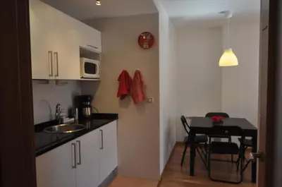 Una cocina o zona de cocina en Apartamentos Tirol