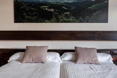 Cama o camas de una habitación en Hotel Baztan