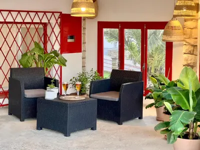 Zona de estar de Apartamentos Caspe