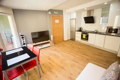 Una cocina o zona de cocina en Apartamentos Amaiur 2