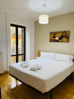 Cama o camas de una habitación en Apartamentos Zaragoza Coso