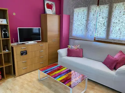 Una televisión o centro de entretenimiento en Apartamentos Alcañiz, Ana
