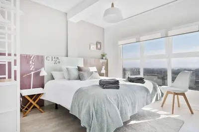 Cama o camas de una habitación en Mirador del Ebro