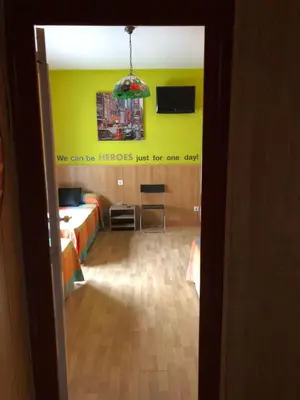Una televisión o centro de entretenimiento en Pension Plaza