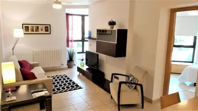 Una televisión o centro de entretenimiento en Sierco Apartamentos Ainsa