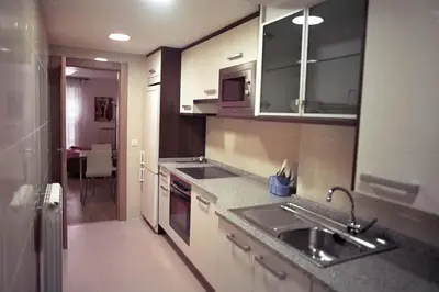 Una cocina o zona de cocina en Apartamentos Auhabitat Zaragoza, edificio de apartamentos turísticos