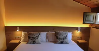 Cama o camas de una habitación en Hotel Saurat