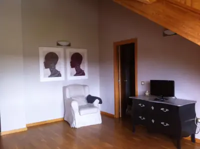 Una televisión o centro de entretenimiento en Ático Balcon De Jaca II