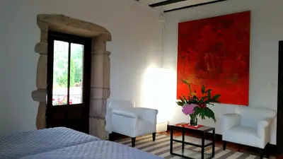 Cama o camas de una habitación en Hostal Palacio Jaureguia
