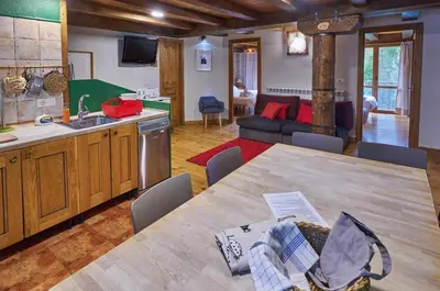 Una televisión o centro de entretenimiento en Casapirineos (Apartamentos)