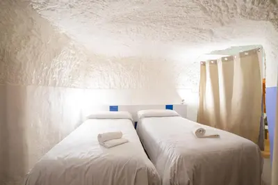 Cama o camas de una habitación en Cuevas de las Bardenas