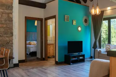 Una televisión o centro de entretenimiento en La Borda de Chelis