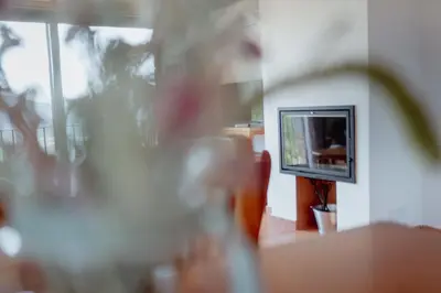 Una televisión o centro de entretenimiento en El Portal de la Irene - Apartamentos Rurales
