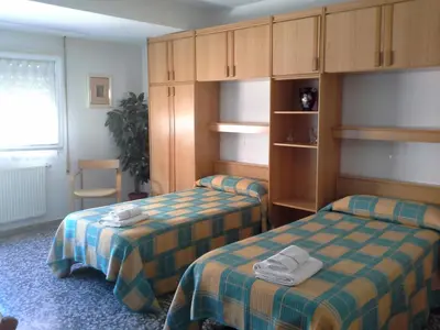 Cama o camas de una habitación en Pensión Lacasta