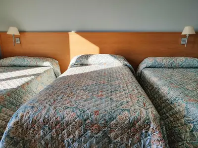 Cama o camas de una habitación en Hotel Área de Calahorra